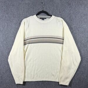 Y2K Marquis Knit Striped Sweater Y2K Skater Retro Streetwear Cream Brown Small